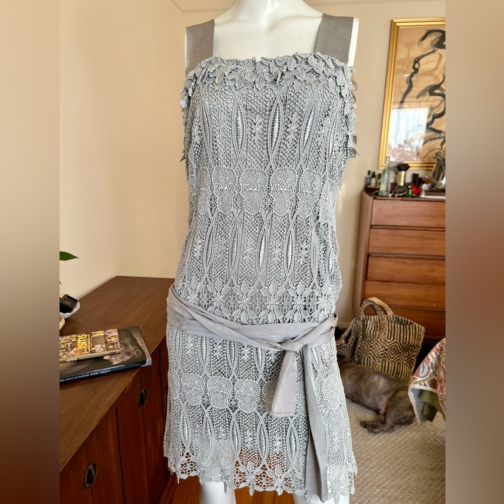 RARE Gorgeous Thomas Wylde grey silk lace dress
